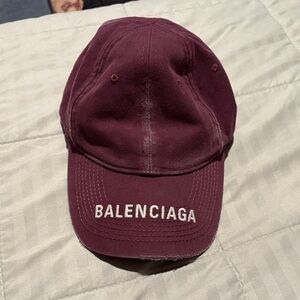 Balenciaga Maroon Baseball Cap